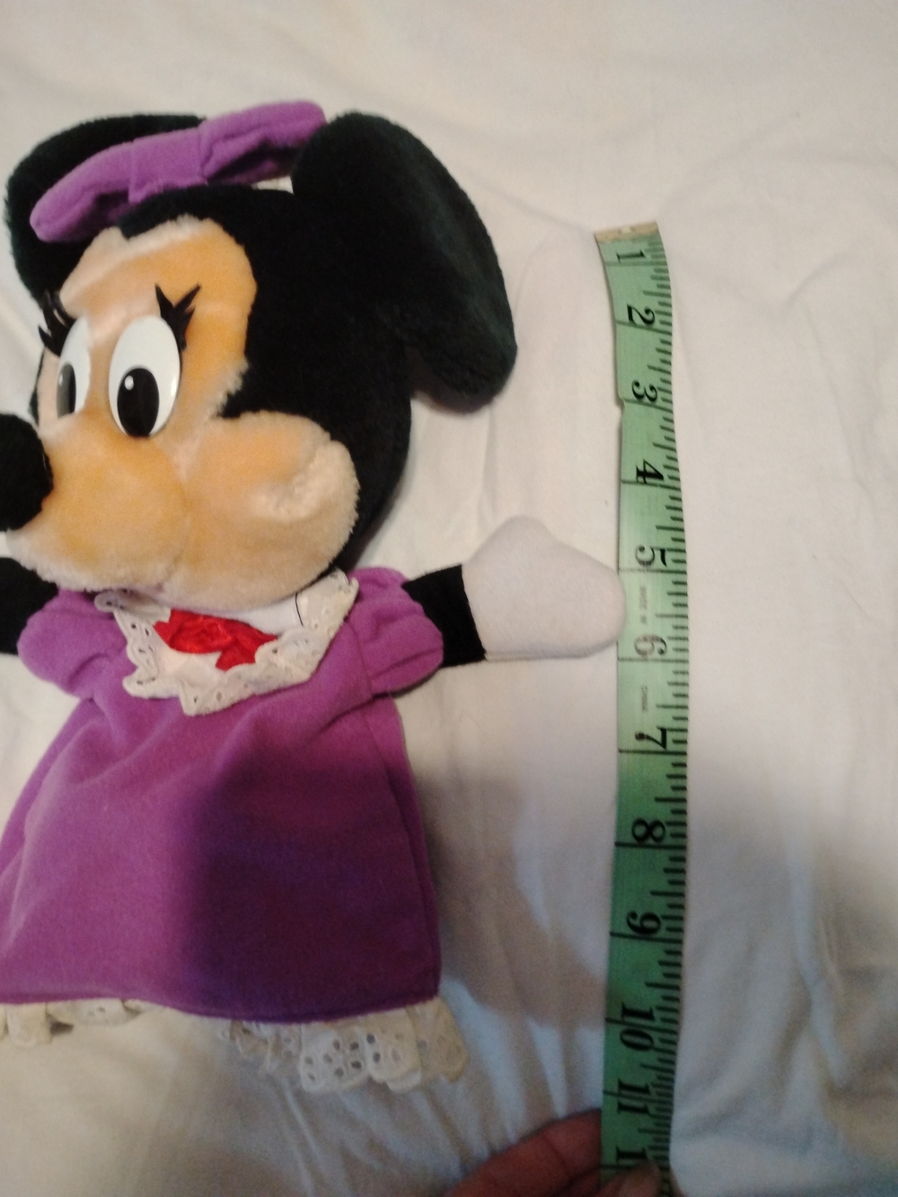 Disney Minnie Mouse Plush Hand Puppet - Purple Dress with White Gloves